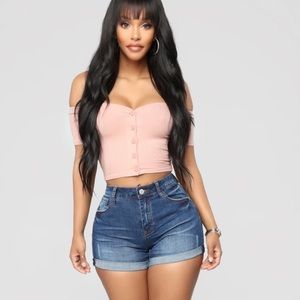 Fashion Nova High Waisted Cuffed Jean Shorts L